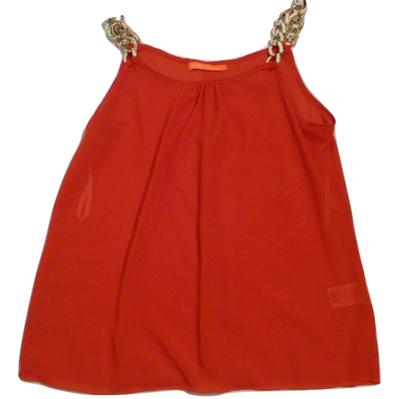 Tops - Red Tank with Golden Chain Straps